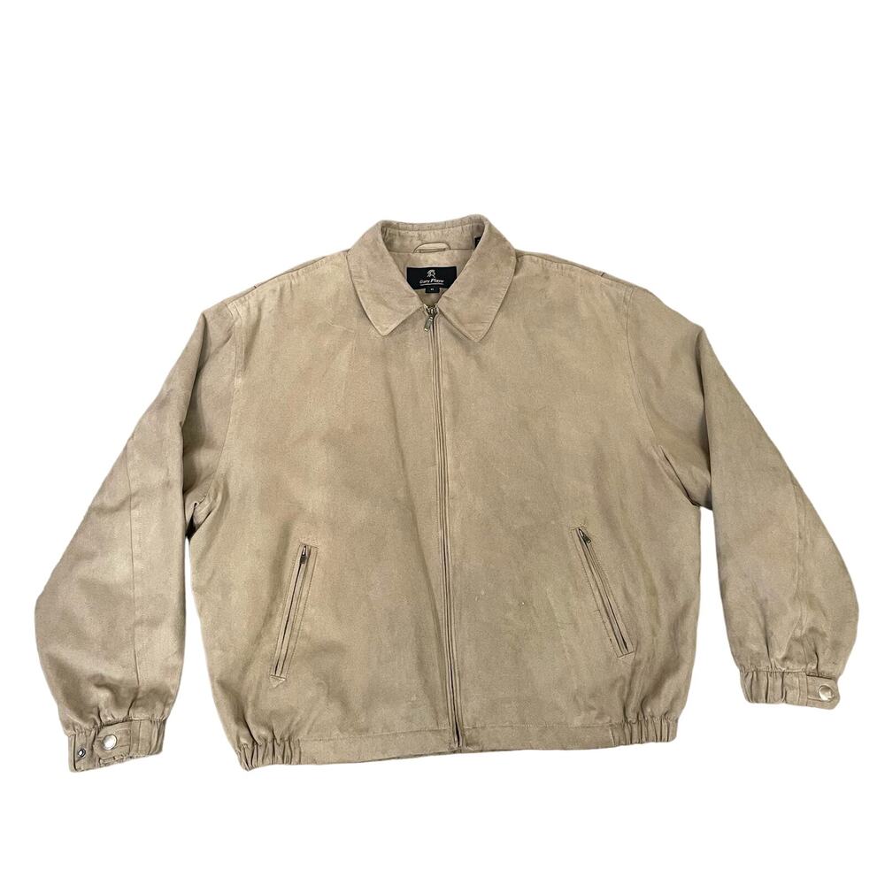 Gary Player Faux Suede Full Zip Bomber Golf Brown Jacket US Men's XL